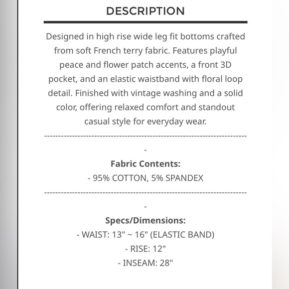 162 ❤️POL peace love flower patch pants - Picture 6 of 6